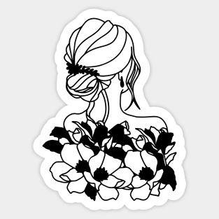 Minimalist floral woman Sticker